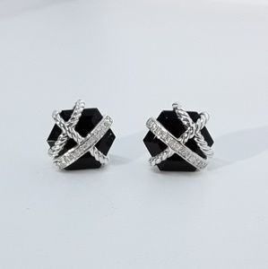DAVID YURMAN CABLE WRAP EARRINGS BLACK ONYX